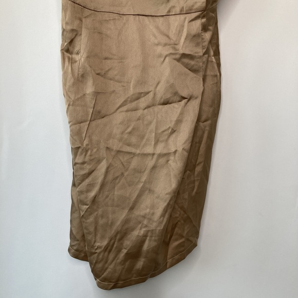 PrettyLittleThing Champagne Satin Cowl Neck Bodycon Dress Size 6 - Picture 5 of 13